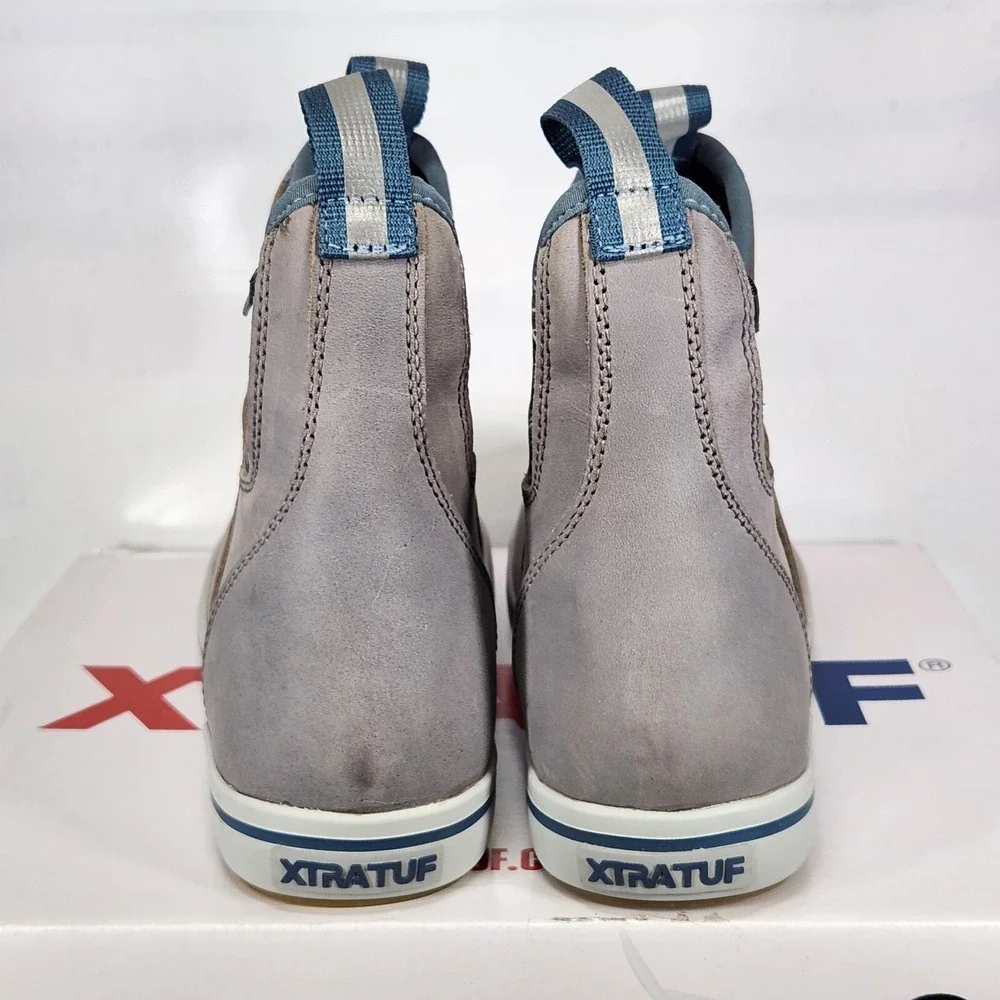 XTRATUF Leather Ankle Deck Boot Women Size 7.5 Dolphin Gray Waterproof XWAL-1BG